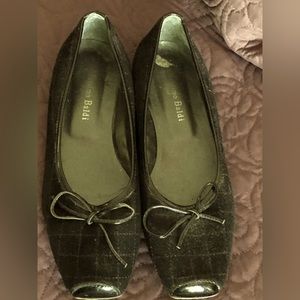 Massimo Black Tweed & Patent Toe Ballet Flats